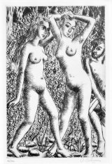 画像: ポール・デルヴォー銅版画「裸婦」