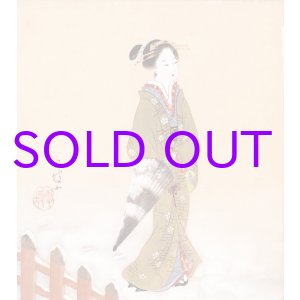 画像: 堀井香坡色紙「雪景美人図」