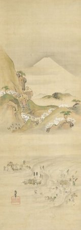画像: 喜多武清画幅「大井川渡し図」
