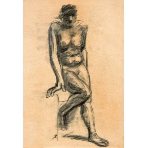 画像: 須田国太郎素描額「裸婦立像」