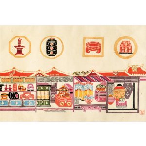 画像: 芹沢銈介型染絵額「那覇久米町」