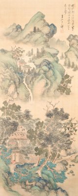 画像: 田能村直入画幅「緑巌図」