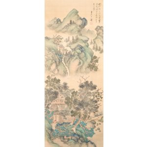 画像: 田能村直入画幅「緑巌図」