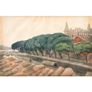 画像: 丸山晩霞水彩画「欧州風景」