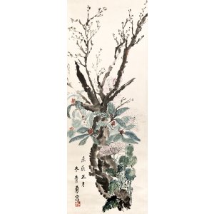画像: 冬青小林勇画幅「咲花図」