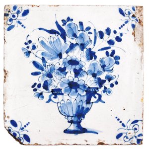 画像: オランダ・デルフトタイル「花壷」