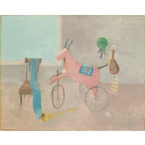 画像: 小杉小二郎画額「牛の玩具の静物」