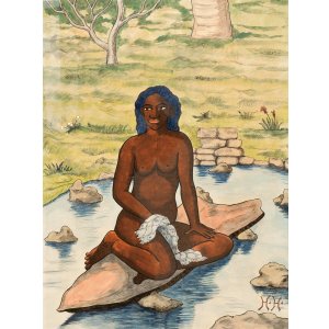画像: 土方久功画額「洗身池」