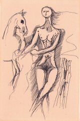 画像: 海老原喜之助画額「馬と裸婦」