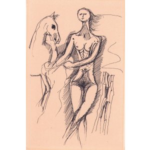 画像: 海老原喜之助画額「馬と裸婦」