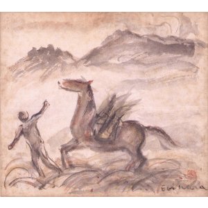 画像: 海老原喜之助色紙「阿蘇」