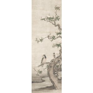 画像: 伝狩野松栄画幅「花鳥図」