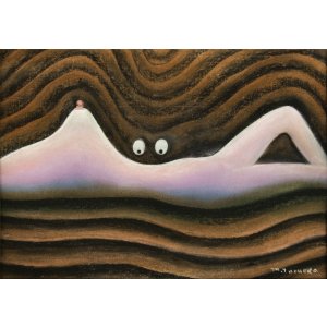 画像: 鶴岡政男画額「横たわる裸婦」