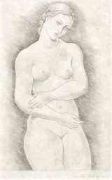 画像: 長谷川潔銅版画額「裸婦」