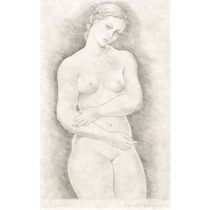 画像: 長谷川潔銅版画額「裸婦」