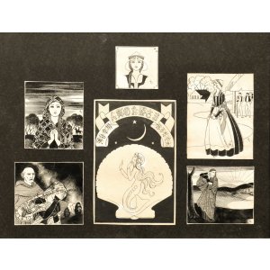 画像: 蕗谷虹児挿絵画稿６枚額「人魚のお姫さま」