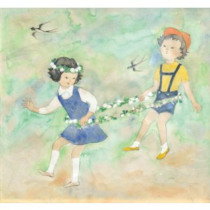 画像: 深沢紅子水彩画額「つめくさ」