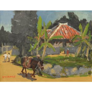 画像: 大嶺成寛画額「馬のいる風景」