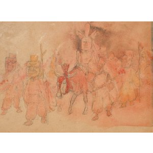 画像: 浅井忠デッサン額「太秦牛祭図」