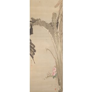 画像: 宋紫石画幅「芭蕉に薔薇」