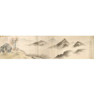 画像: 岡田半江大作画巻まくり「山水図」