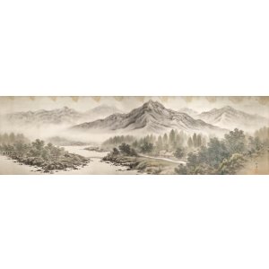 画像: 尾竹竹坡大作画巻まくり「山水図」
