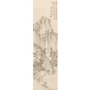 画像: 野呂介石画賛幅「山水」