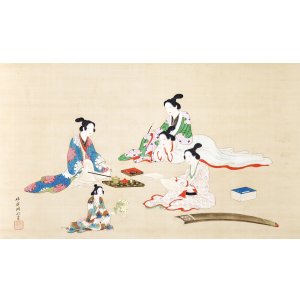 画像: 狩野休真画幅「遊女の図」