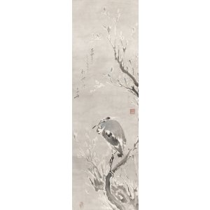 画像: 建部凌岱・玄中画賛幅「鷺図」