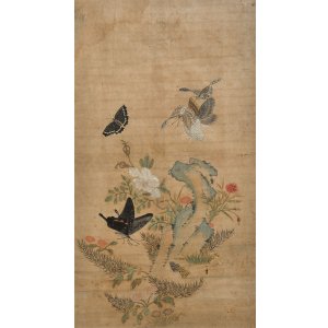 画像: 李朝民画額「飛蝶図」