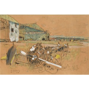 画像: 猪熊弦一郎画額「クラークフィールド飛行場」