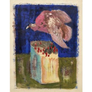 画像: 脇田和水彩画額「鳥を呼ぶ赤い実」