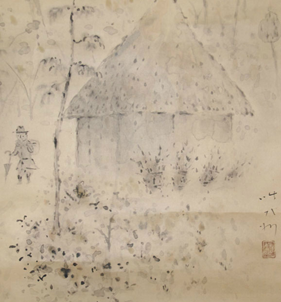 画像: 田中咄哉州画幅「村道」