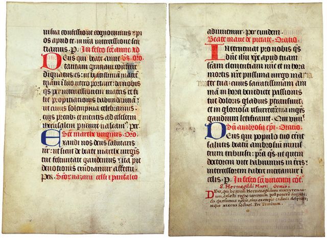 画像: １５世紀オランダ時祷書２枚