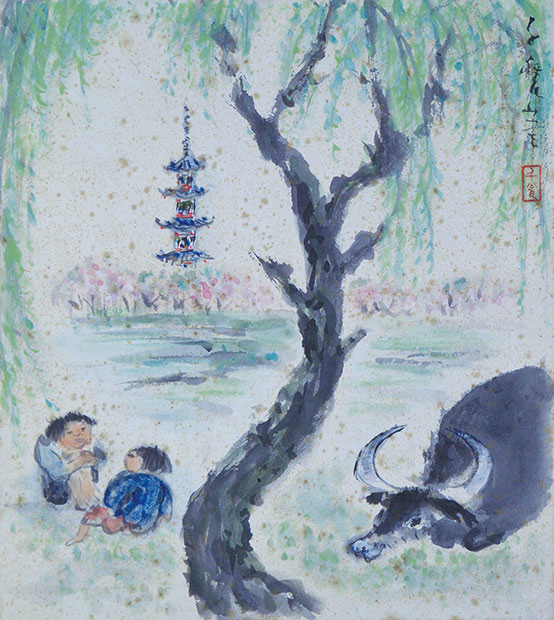 画像1: 小川千甕色紙「沼のほとり」