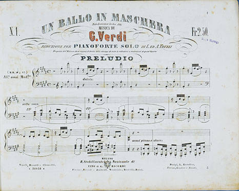 画像1: 楽譜　ヴェルディ作曲「仮面舞踏会」　Score for Un ballo in maschera, composed by Verdi