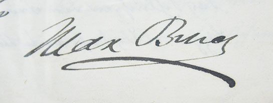 画像: マックス・ブルッフ書簡　印刷余白に短文１０行 Bruch,Max : Autograph letter signed