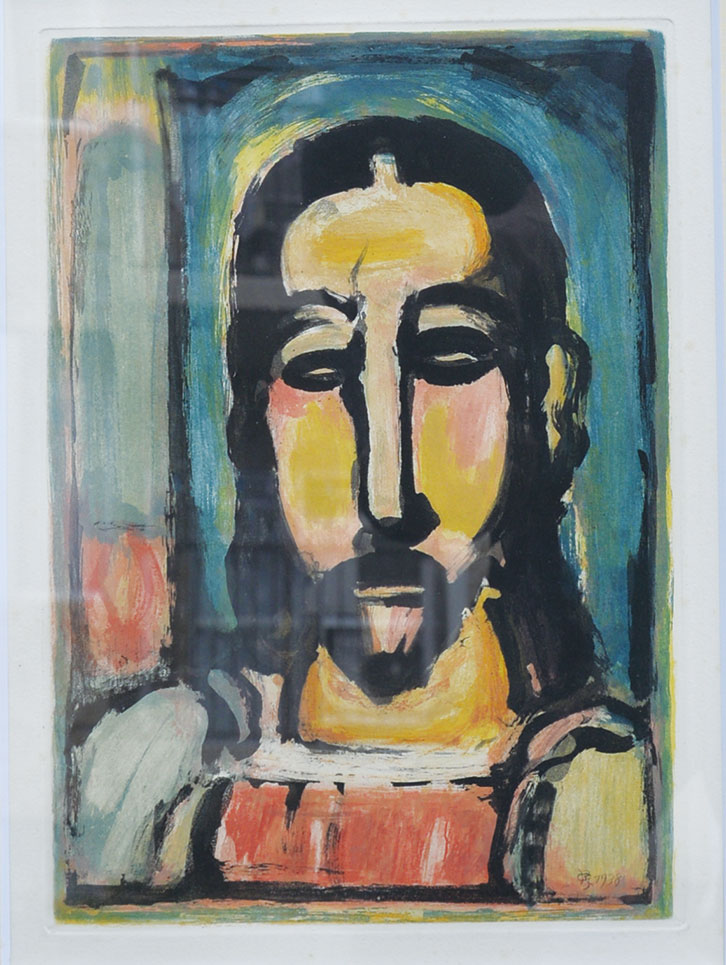 ジョルジュ・ルオーカラー銅版画額正面向きのキリスト