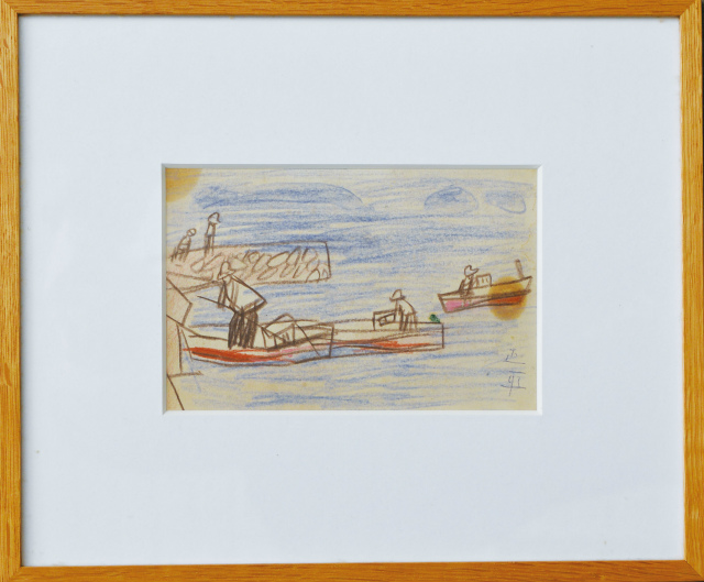 画像1: 松田正平画額「祝島の船着場」