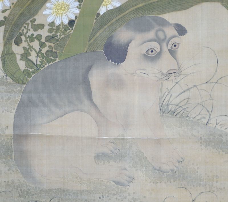 画像: ２代黒川亀玉画幅「狗と玉蜀黍」