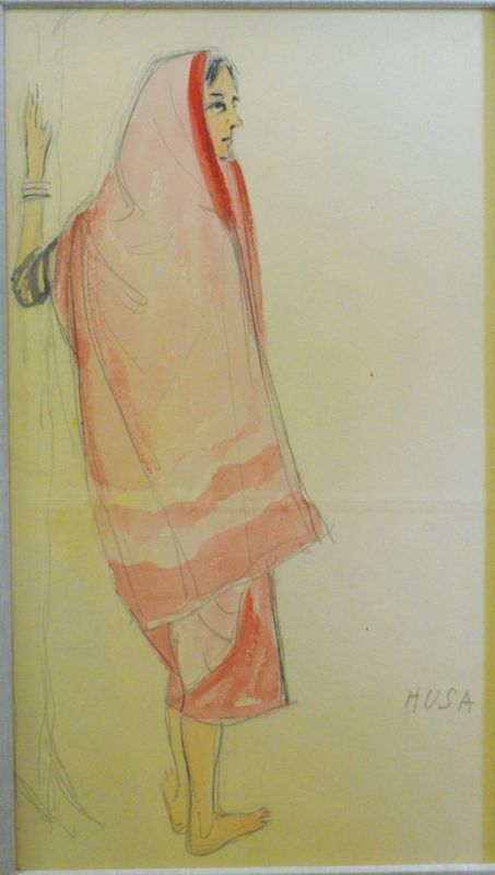 画像1: 杉本哲郎素描額「フサ（インドの娘）」