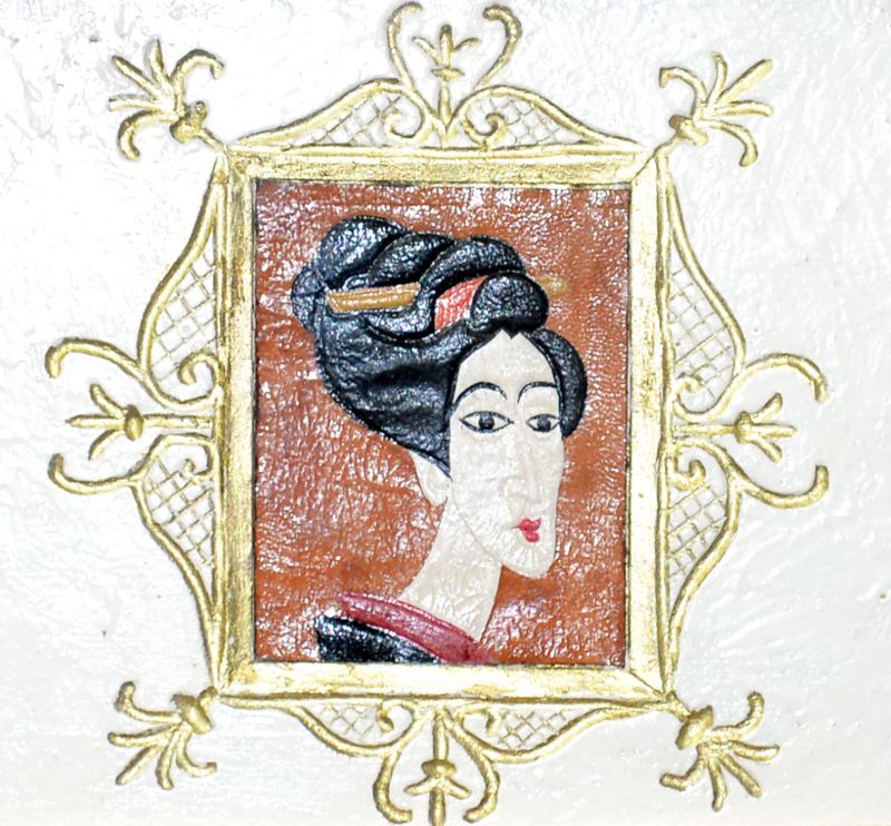 画像1: 川上澄生革絵「日本婦人の図」
