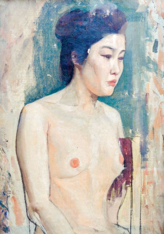 画像1: 田中善之助画額「横向きの裸婦」