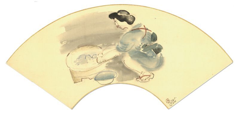 画像1: 中川紀元扇面画まくり「洗濯」