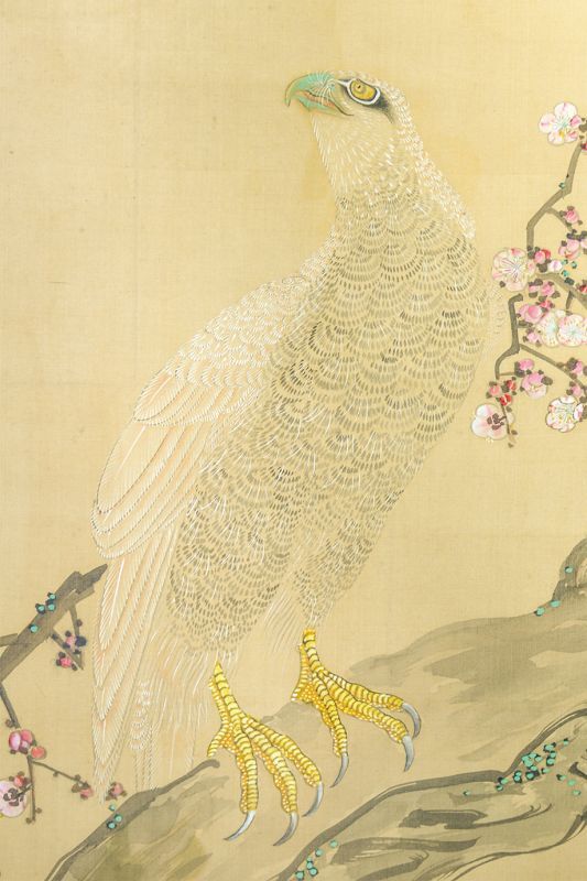 画像: 蠣崎波響画幅「梅に鷹」