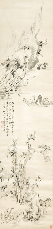 画像1: 浅野梅堂画賛幅「山水」