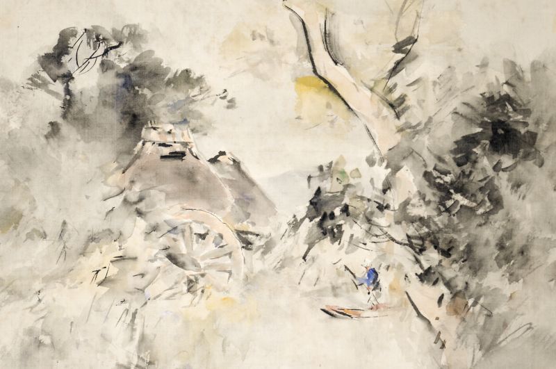 画像: 石川欽一郎画幅「水郷風景」