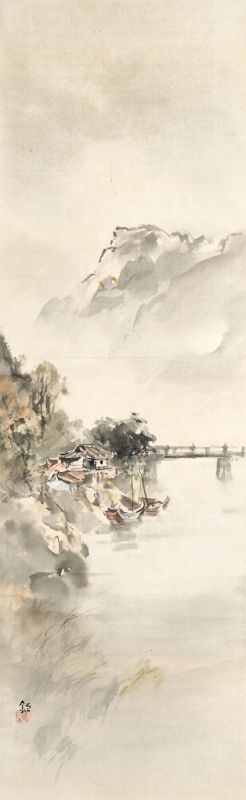 画像1: 石川欽一郎画幅「閩江洪山橋之景」