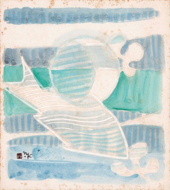 画像1: 国松登色紙「海の月」