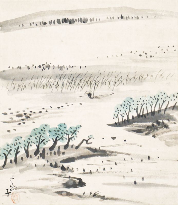 画像1: 小川芋銭四対幅「四季山水図」